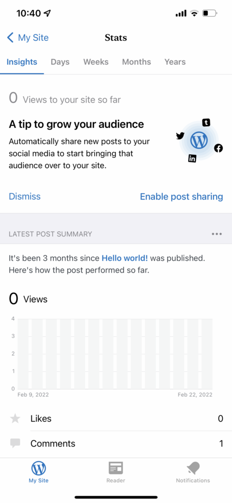 Website analytics and statistics on mobile